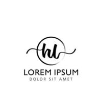 brev hl första handstil logotyp med signatur och hand dragen stil. vektor