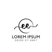 brev ee första handstil logotyp med signatur och hand dragen stil. vektor