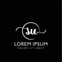 brev su första handstil logotyp med signatur och hand dragen stil. vektor