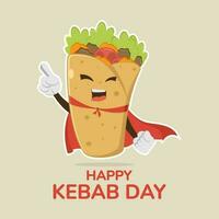 vektor grafisk av super kebab slå in karaktär tecknad serie maskot, lämplig för kebab dag