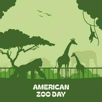 amerikan Zoo dag på 01 juli baner mall design för affisch, kort etc vektor