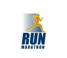 maraton springa sport ikon, sprinta löpare klubb tecken vektor
