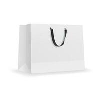 Weiß Papier Einkaufen Tasche mit schwarz Griffe Attrappe, Lehrmodell, Simulation vektor