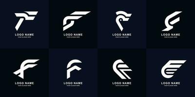 samling brev f eller ff monogram logotyp design vektor