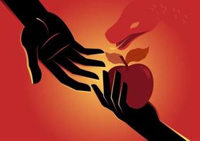 Eva erbjuder äpple till Adam vektor