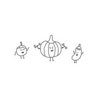 hand dragen barn teckning stil rolig grönsaker träna isolat i en tecknad serie stil vektor