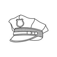 hand dragen barn teckning vektor illustration polis hatt. lag officer keps platt tecknad serie isolerat