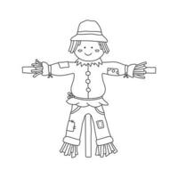 hand dragen barn teckning tecknad serie vektor illustration söt scarecrow ikon isolerat på vit bakgrund