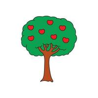 barn teckning tecknad serie vektor illustration äpple träd ikon isolerat på vit bakgrund