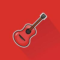 Illustration Vektor von rot akustisch Gitarre im eben Design