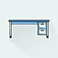 Illustration Vektor von Blau Büro Schreibtisch im eben Design