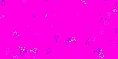hellviolette rosa Vektortextur mit Symbolen für Frauenrechte vektor