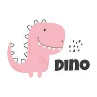 söt barnslig dino skriva ut i platt scandinavian stil. affisch med dino och text. vektor illustration..