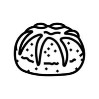 Feta Brötchen Essen Mahlzeit Linie Symbol Vektor Illustration