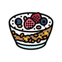 Beere Parfait Süss Essen Farbe Symbol Vektor Illustration