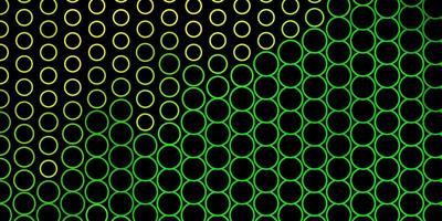 dunkelgrünes gelbes Vektormuster mit abstrakten bunten Scheiben der Kreise auf einfachem Steigungshintergrund neue Vorlage für Ihr Markenbuch vektor