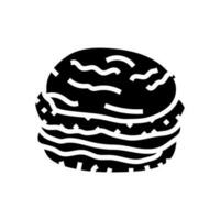 Schinken Brötchen Essen Mahlzeit Glyphe Symbol Vektor Illustration