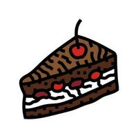 schwarz Wald Kuchen Scheibe Essen Snack Farbe Symbol Vektor Illustration