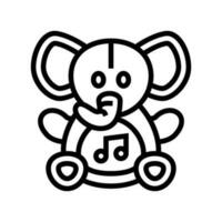 musikalisk fylld djur- leksak bebis linje ikon vektor illustration
