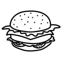 hand dragen burger ikon. klotter burger illustration vektor