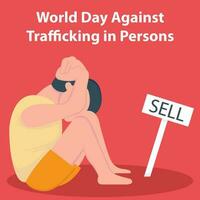 illustration vektor grafisk av en deprimerad man försäljning han själv, perfekt för internationell dag, värld dag mot trafficking personer, fira, hälsning kort, etc.