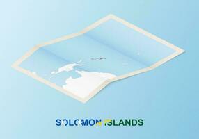 gefaltet Papier Karte von Solomon Inseln mit benachbart Länder im isometrisch Stil. vektor