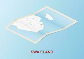 gefaltet Papier Karte von Swasiland mit benachbart Länder im isometrisch Stil. vektor
