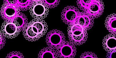 mörk lila rosa vektor bakgrund med virussymboler