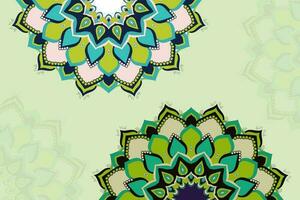 Vektor Boho Mandala im Grün und schwarz Farben. Mandala mit Blumen- Muster oder Schablone Kritzeleien Skizzen