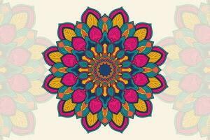 hell Farben Mandala Design oder ethnisch Mandala mit bunt Stammes- Ornament. kreativ Luxus dekorativ runden Mandala Hintergrund Vorlage mit das Färbung Buch. vektor