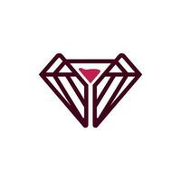Diamant und Wein Logo Design Konzept, Diamant geformt Wein Glas Logo, modern elegant und minimalistisch Logo Design. vektor