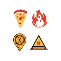 uppsättning av pizza logotyp design mall, pizza design vektor uppsättning av mat pizza etiketter mallar för restaurang idealisk mall för logotyp eller affisch