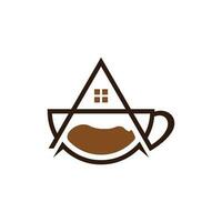 hus och kaffe kopp logotyp design, grafisk element illustration logotyp design mall vektor