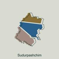 Karte von sudurpashchim geometrisch Gliederung Illustration Design, Land von Nepal Karte Vektor Design Vorlage