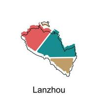 lanzhou Stadt Karte Republik von China, Shanxi Provinz, Karte Vektor Illustration Design Vorlage, auf Weiß Hintergrund