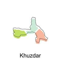 Karta av khuzdar geometrisk färgrik illustration design mall, pakistan Karta på vit bakgrund vektor