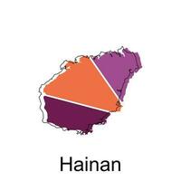 Karte von Hainan hoch Qualität ist ein Provinz von China Karte, schwarz und Weiß detailliert Gliederung Regionen von das Land. Vektor Illustration Vorlage
