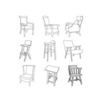uppsättning stol ikon möbel design mall, logotyp samling inspiration design mall vektor