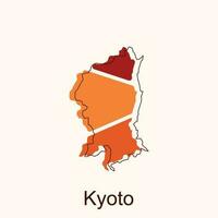 Karta av kyoto vektor design mall, nationell gränser och Viktig städer illustration