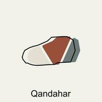 Karta av qandahar provins av afghanistan linje modern illustration design, element grafisk illustration mall vektor