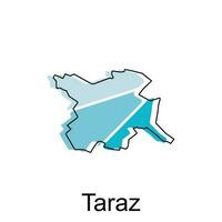 Taraz Stadt Republik von Kasachstan Karte Vektor Illustration, Vektor Vorlage mit Gliederung Grafik skizzieren Stil isoliert auf Weiß Hintergrund