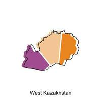 Karte von Westen Kasachstan, stilisiert Vektor Kasachstan Karte, Logo Vektor Design. abstrakt, Designs Konzept, Logo, Logo Element zum Vorlage.