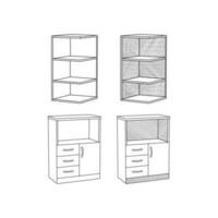 Kabinett kreativ Möbel abstrakt einstellen Vektor, und Logo Design oder Vorlage Geschäft Innere Eigentum Symbol vektor