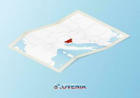 gefaltet Papier Karte von Slowenien mit benachbart Länder im isometrisch Stil. vektor