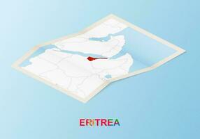 gefaltet Papier Karte von eritrea mit benachbart Länder im isometrisch Stil. vektor