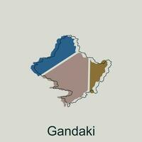 Karta av gandaki geometrisk översikt illustration design, Land av nepal Karta vektor design mall