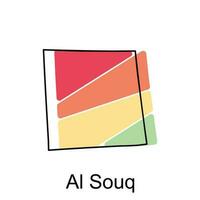 Karta av al souq, platt vektor med hög detaljer. qatar administrativ Karta med internationell gräns design mall