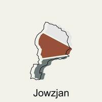 Karta av jowzjan provins av afghanistan linje modern illustration design, element grafisk illustration mall vektor