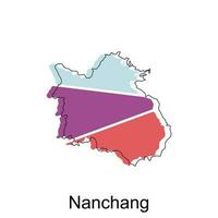 nanchang Stadt Karte Republik von China, Shanxi Provinz, Karte Vektor Illustration Design Vorlage, auf Weiß Hintergrund