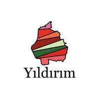 Yildirim Stadt Karte, Vektor Datei Karte von Truthahn, geometrisch Karte von Truthahn Vektor Design Vorlage. editierbar Schlaganfall